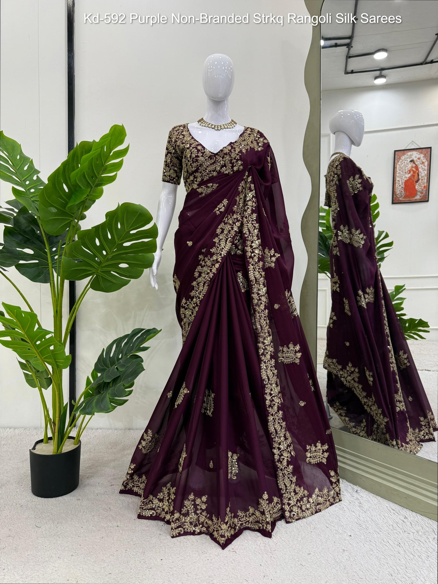 Kd-592 Purple Non-Branded Strkq Rangoli Silk Sarees