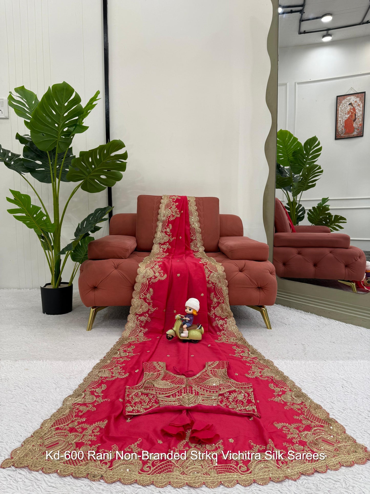Kd-600 Rani Non-Branded Strkq Vichitra Silk Sarees