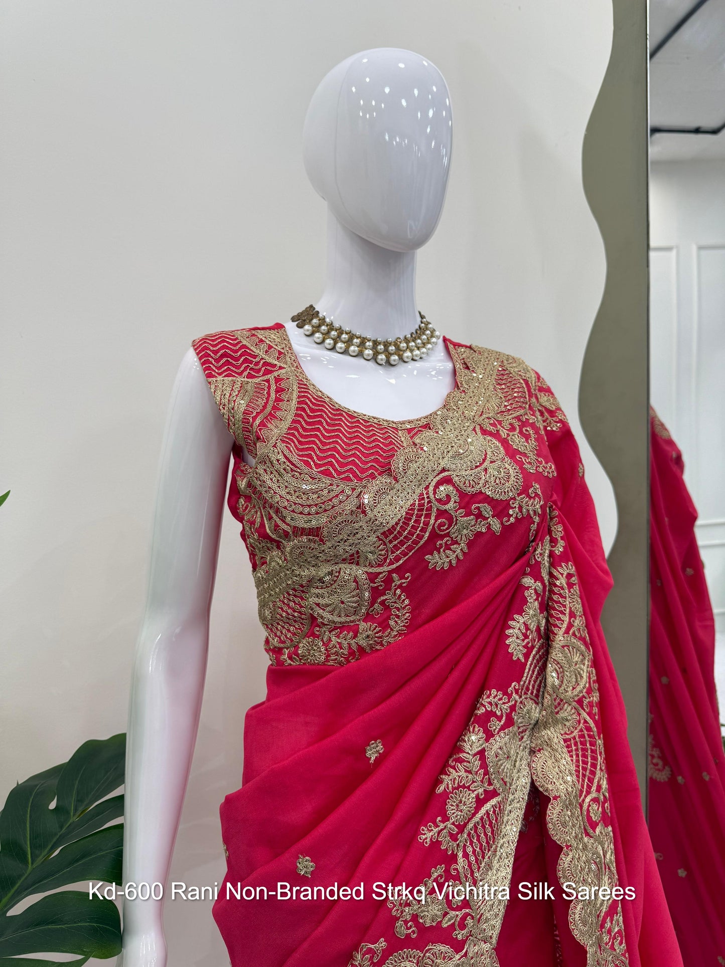 Kd-600 Rani Non-Branded Strkq Vichitra Silk Sarees