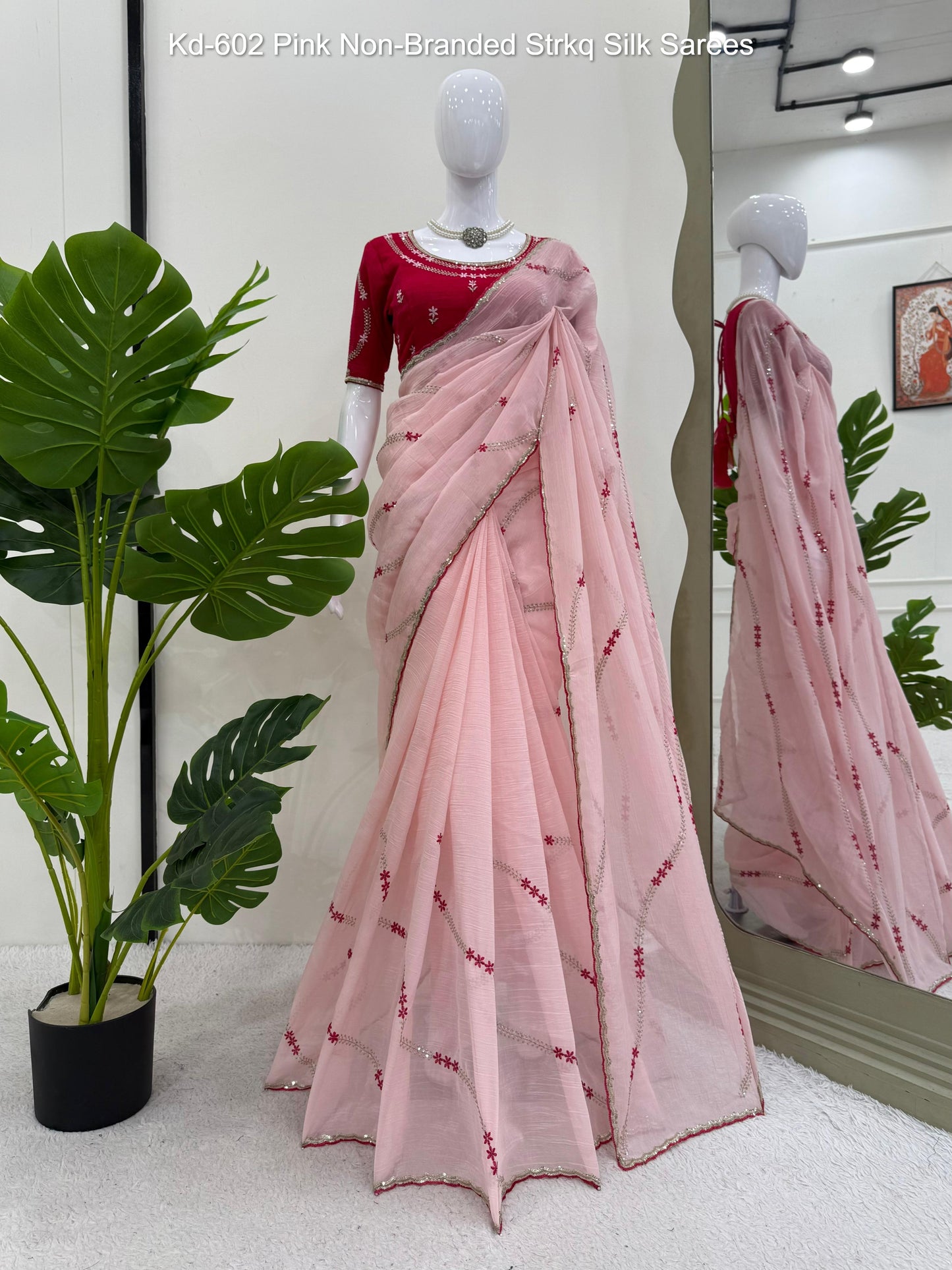 Kd-602 Pink Non-Branded Strkq Silk Sarees