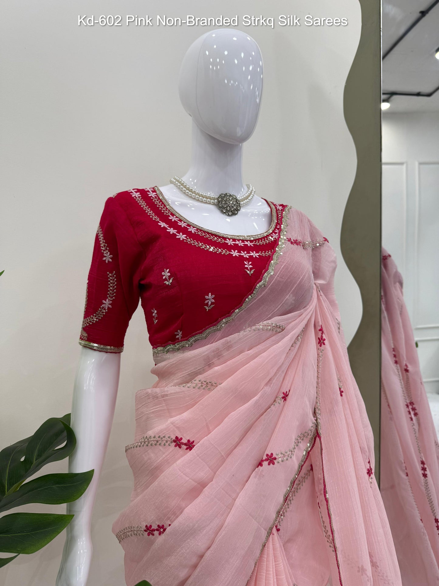 Kd-602 Pink Non-Branded Strkq Silk Sarees