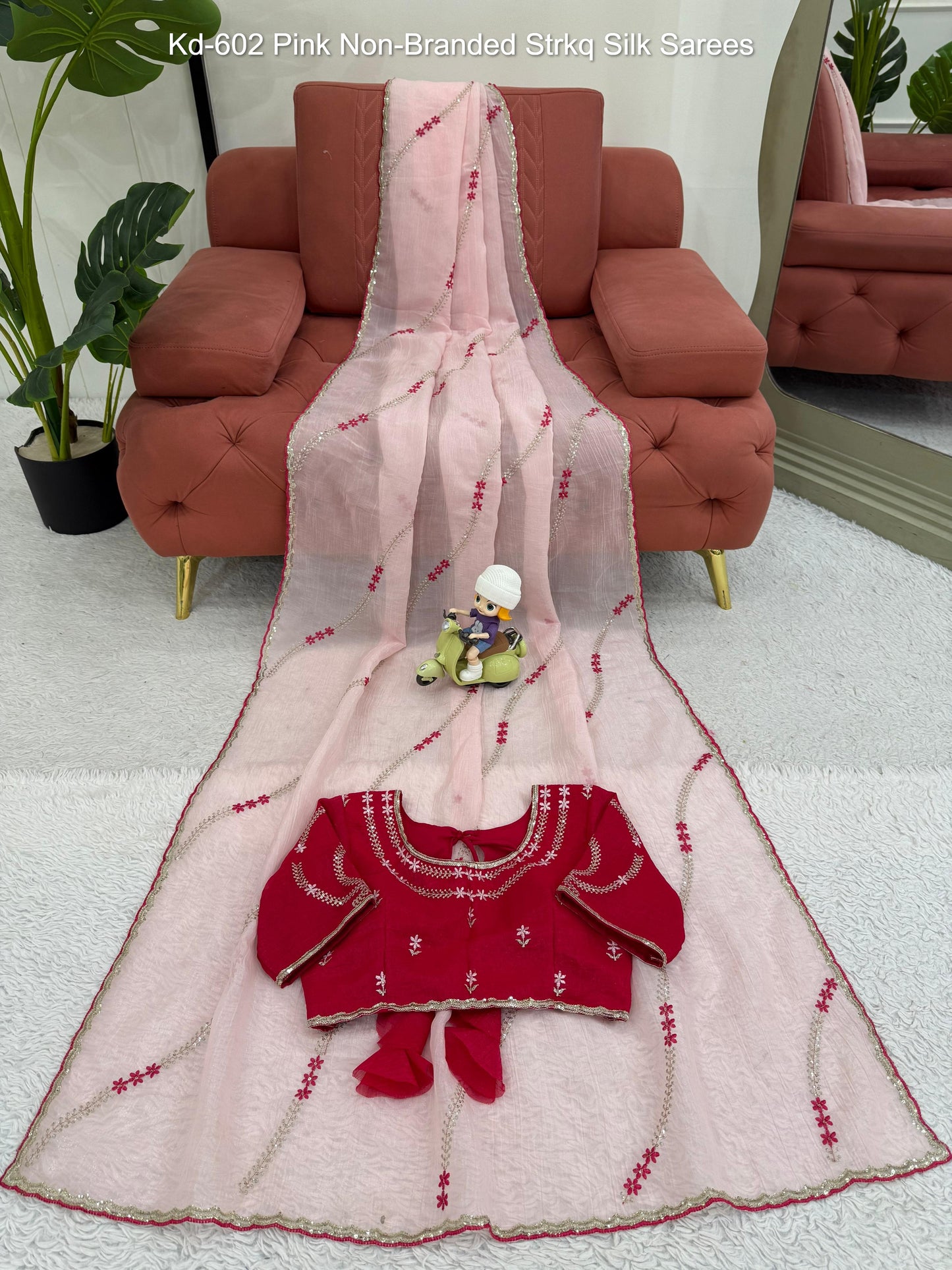 Kd-602 Pink Non-Branded Strkq Silk Sarees