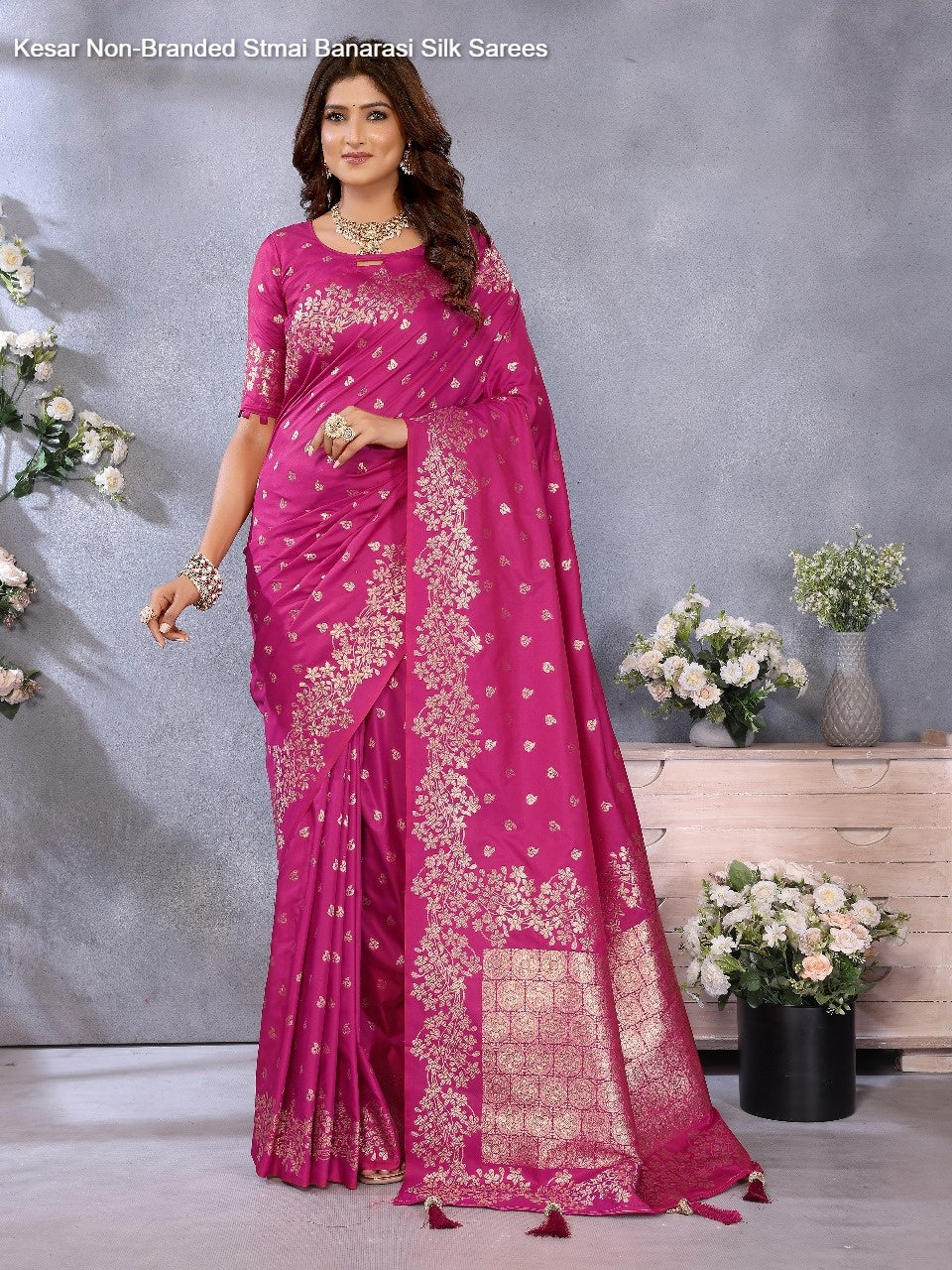 Kesar Non-Branded Stmai Banarasi Silk Sarees