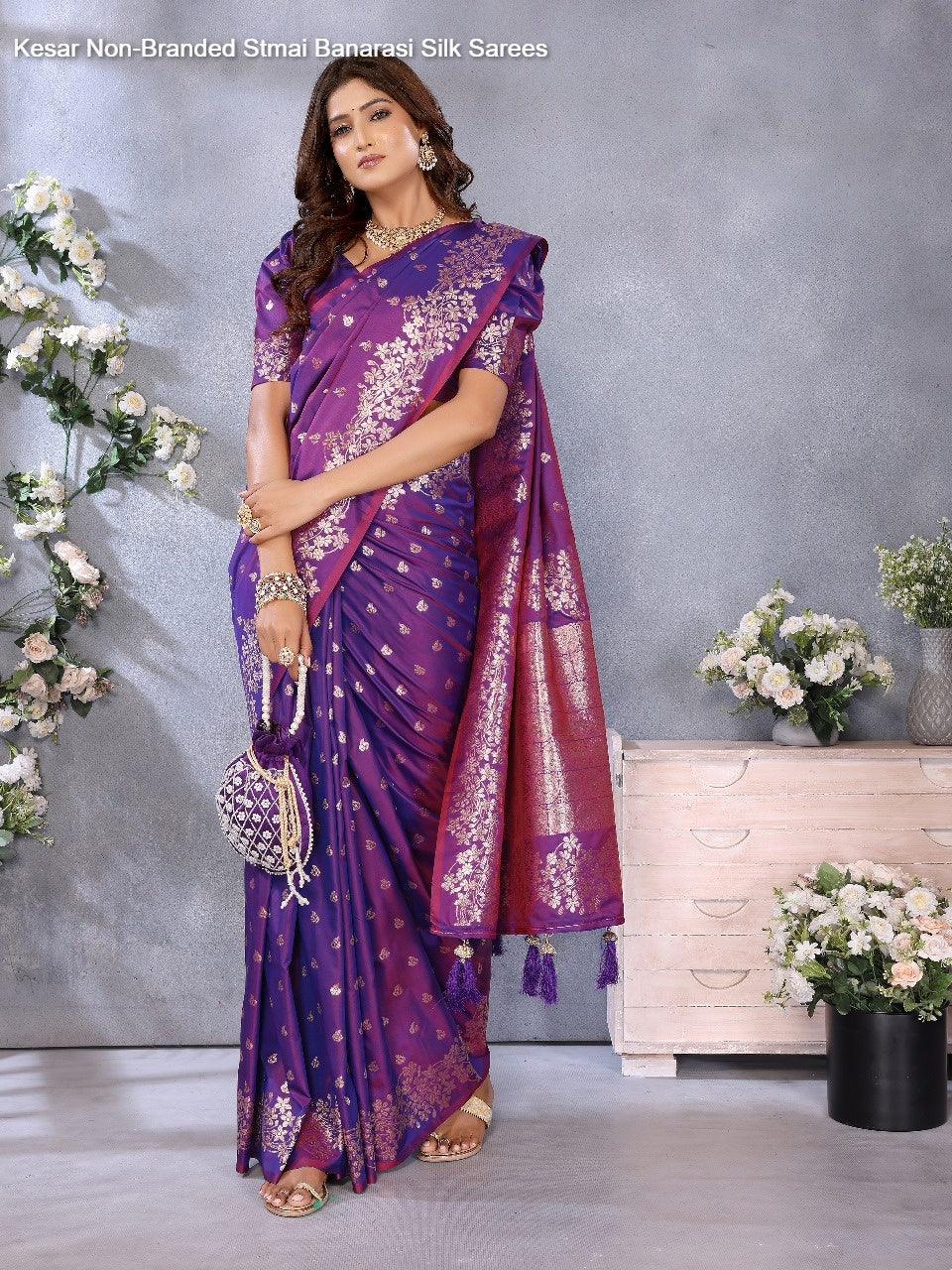 Kesar Non-Branded Stmai Banarasi Silk Sarees