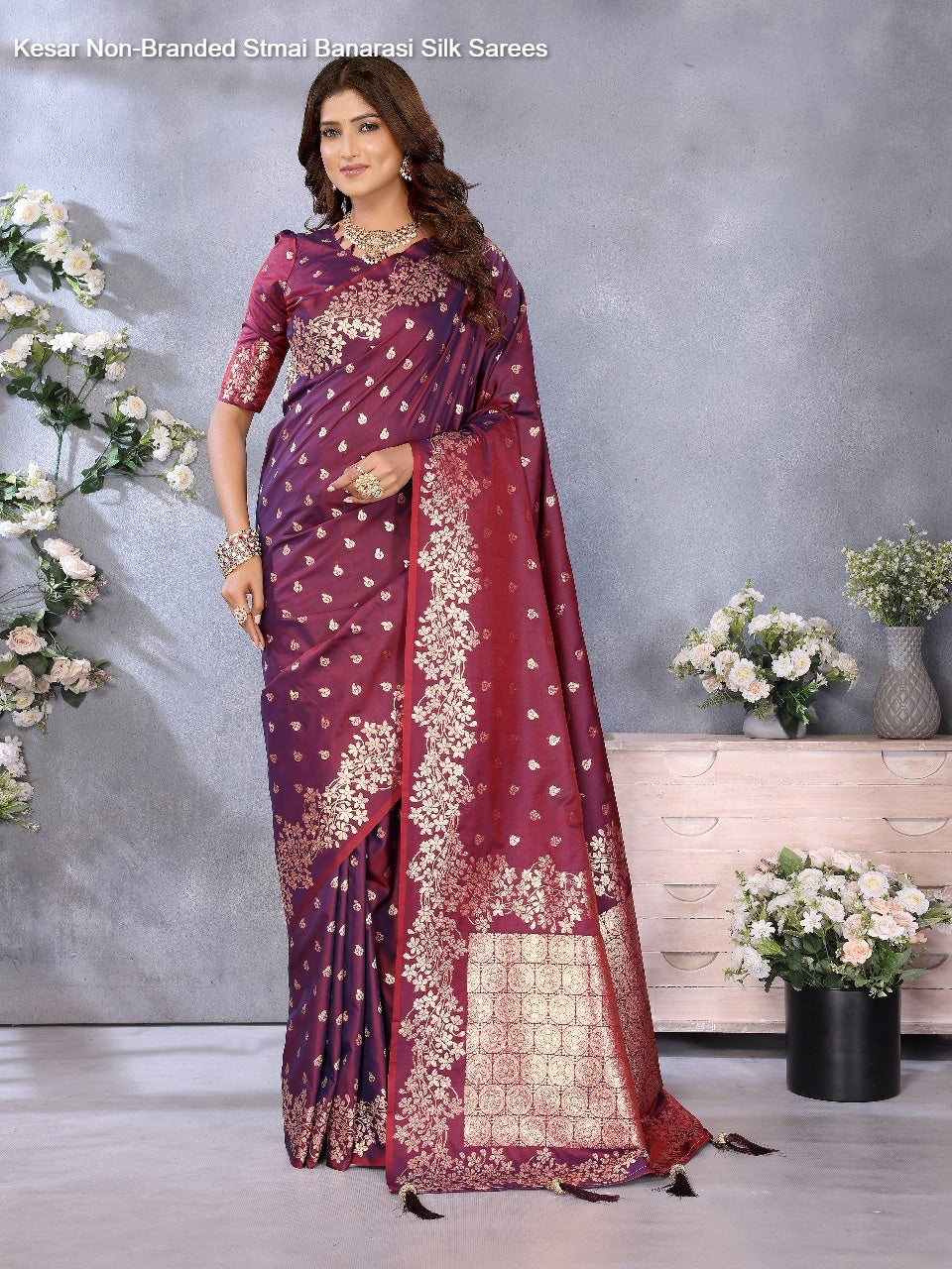 Kesar Non-Branded Stmai Banarasi Silk Sarees