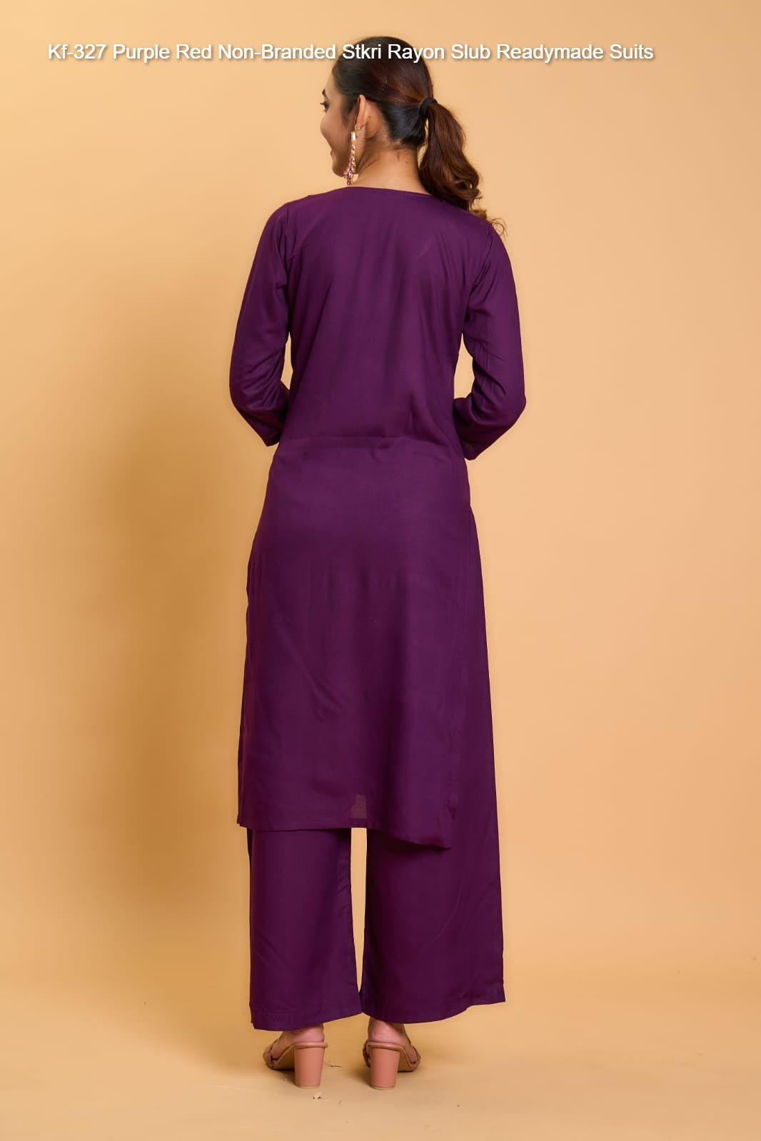 Kf-327 Purple Red Non-Branded Stkri Rayon Slub? Readymade Suits