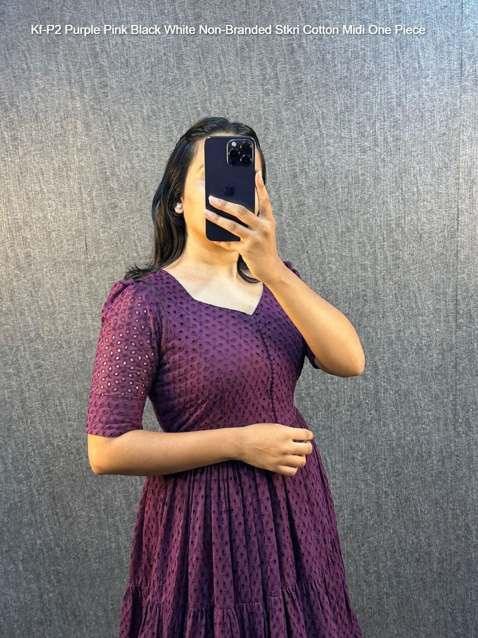 Kf-P2 Purple Pink Black White Non-Branded Stkri Cotton Midi One Piece