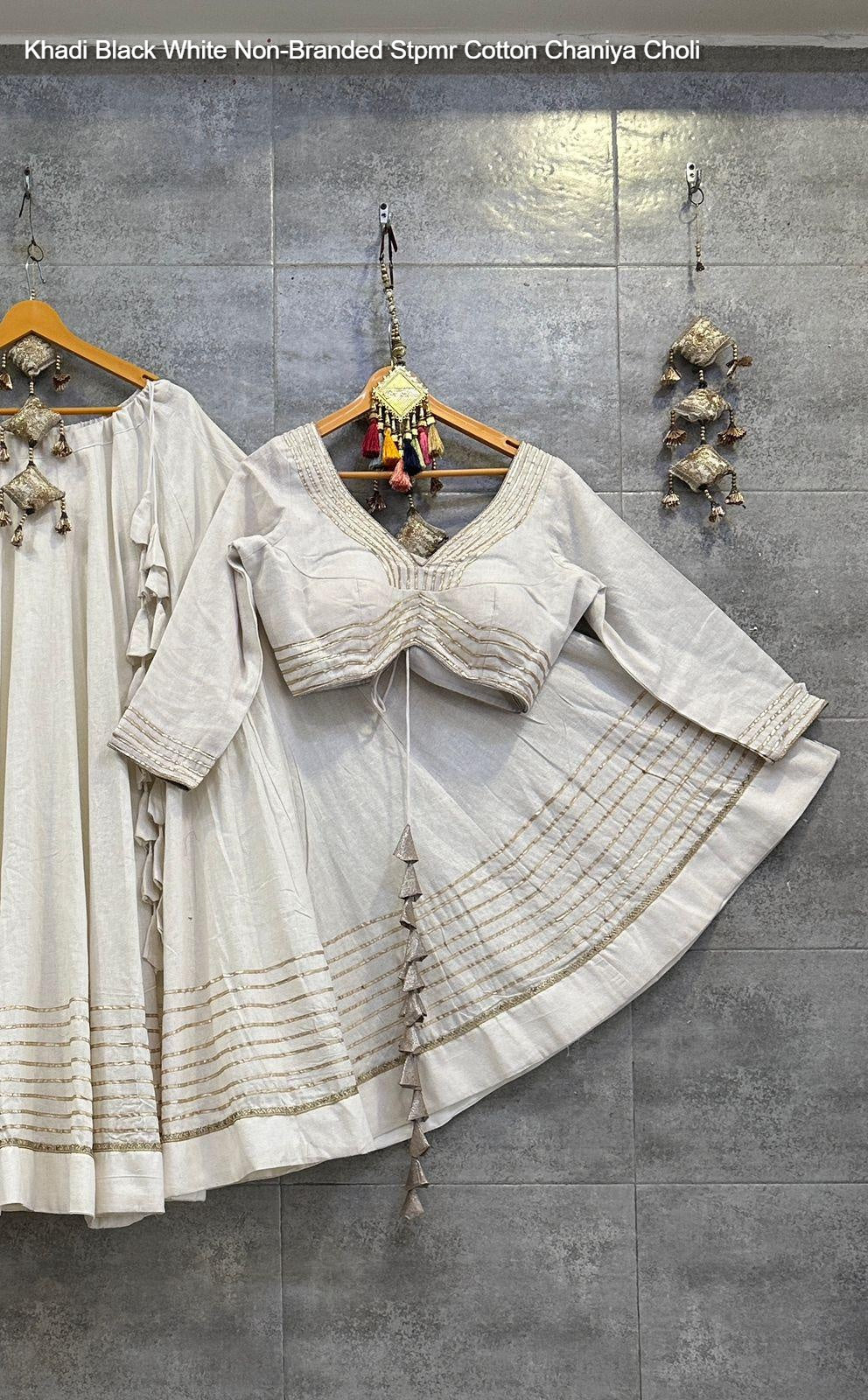 Khadi Black White Non-Branded Stpmr Cotton Chaniya Choli