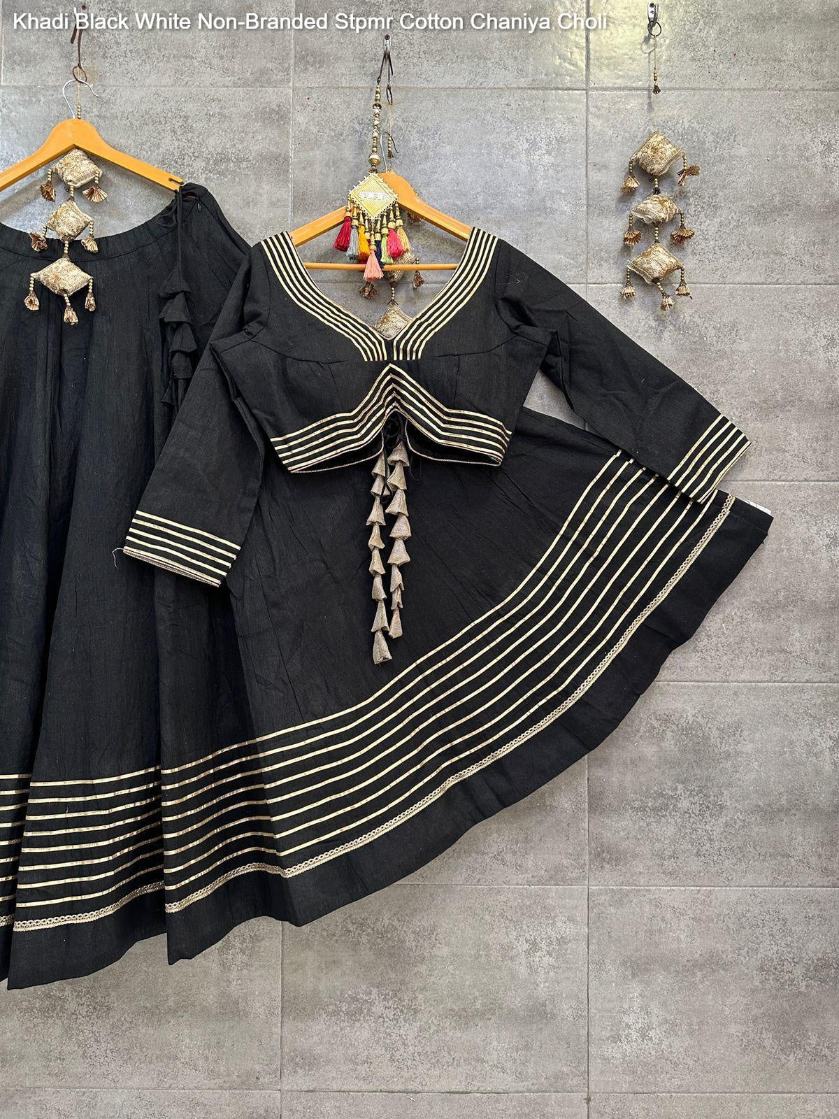 Khadi Black White Non-Branded Stpmr Cotton Chaniya Choli