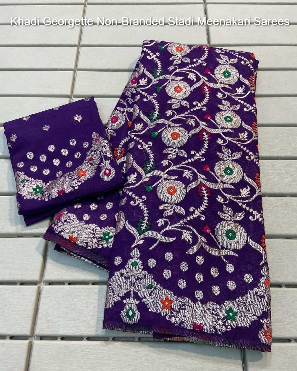 Khadi Georgette Non-Branded Stadi Meenakari Sarees