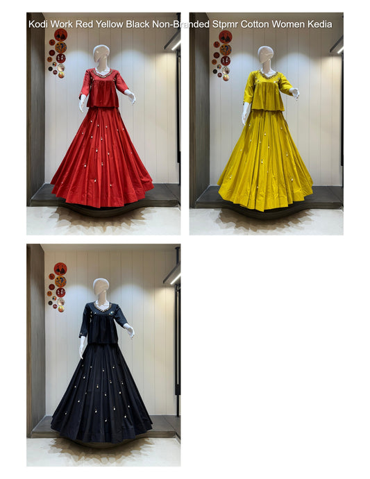 Kodi Work Red Yellow Black Non-Branded Stpmr Cotton Women Kedia