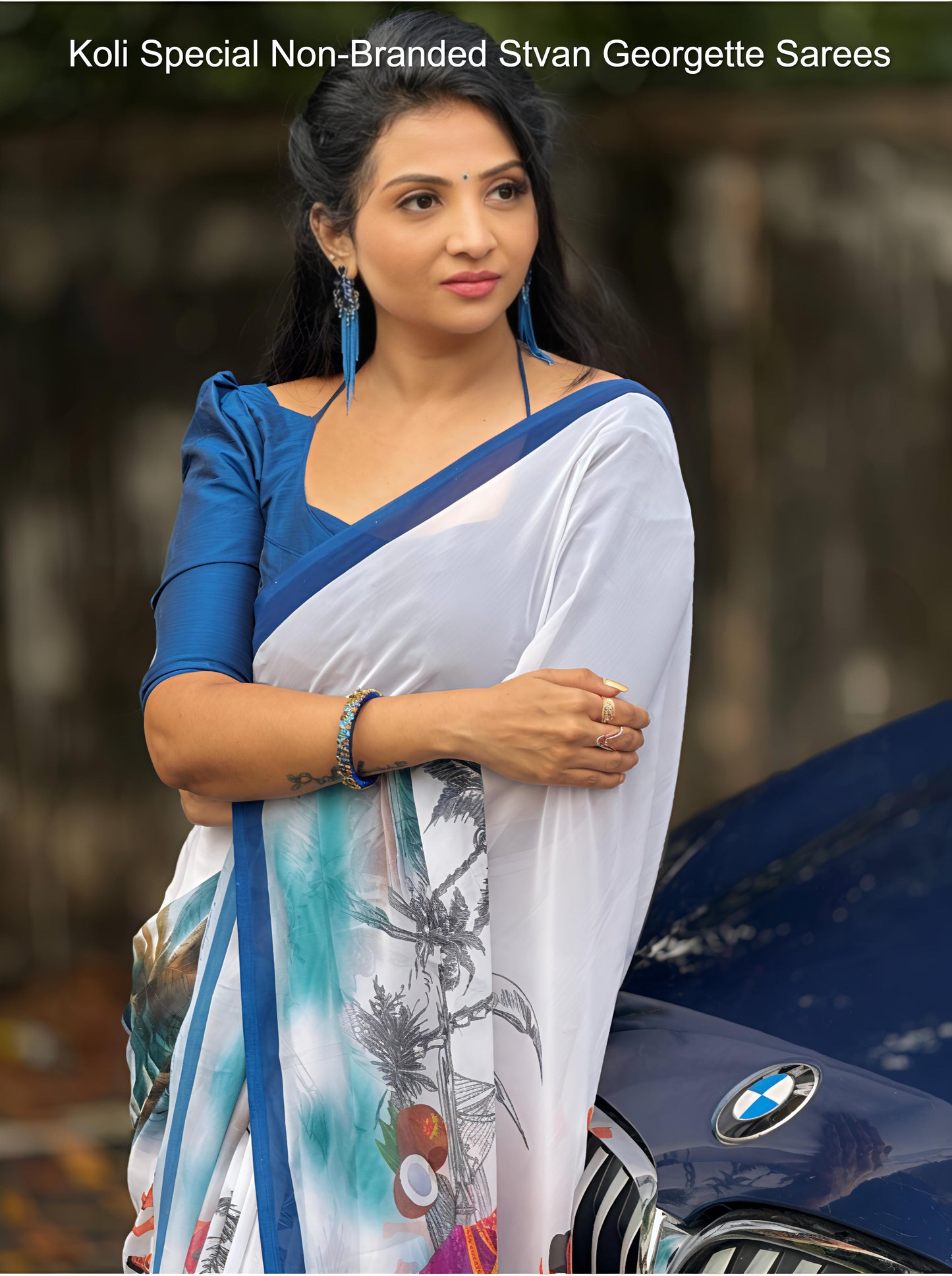 Koli Special Non-Branded Stvan Georgette Sarees