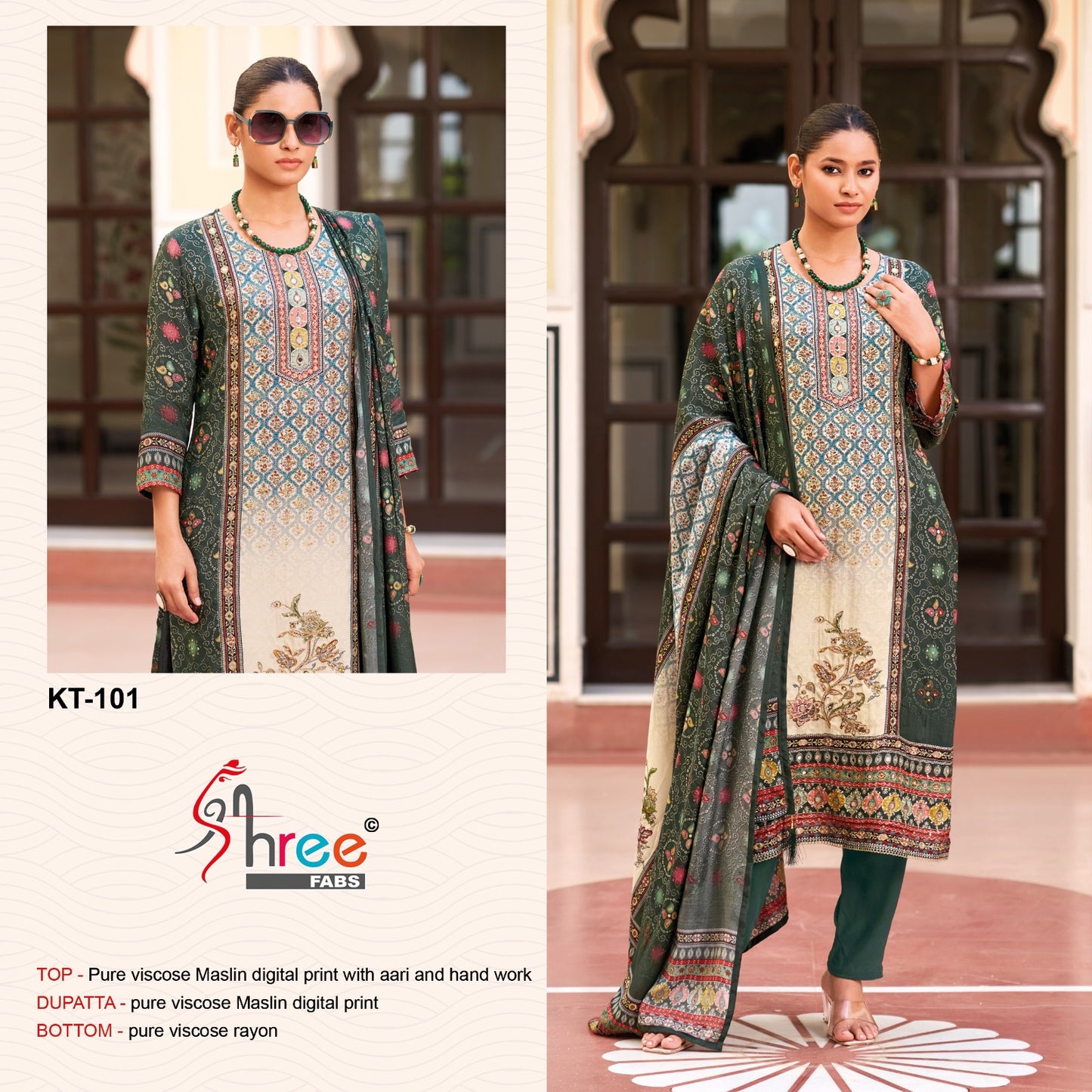 Kt-101 Shree Fabs Viscose Muslin Pakistani Salwar Suits