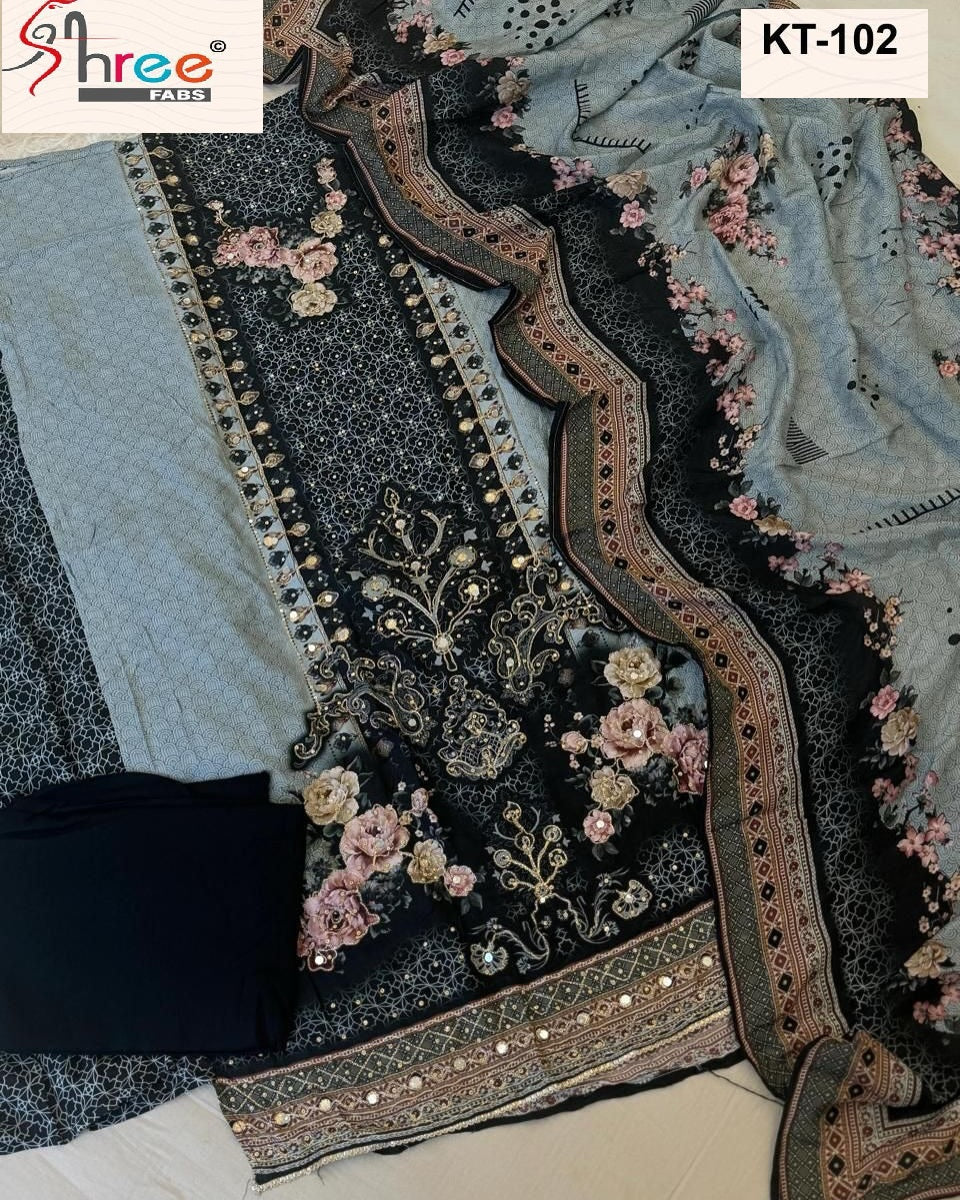 Kt-102 Shree Fabs Printed Karachi Unstitched Suits