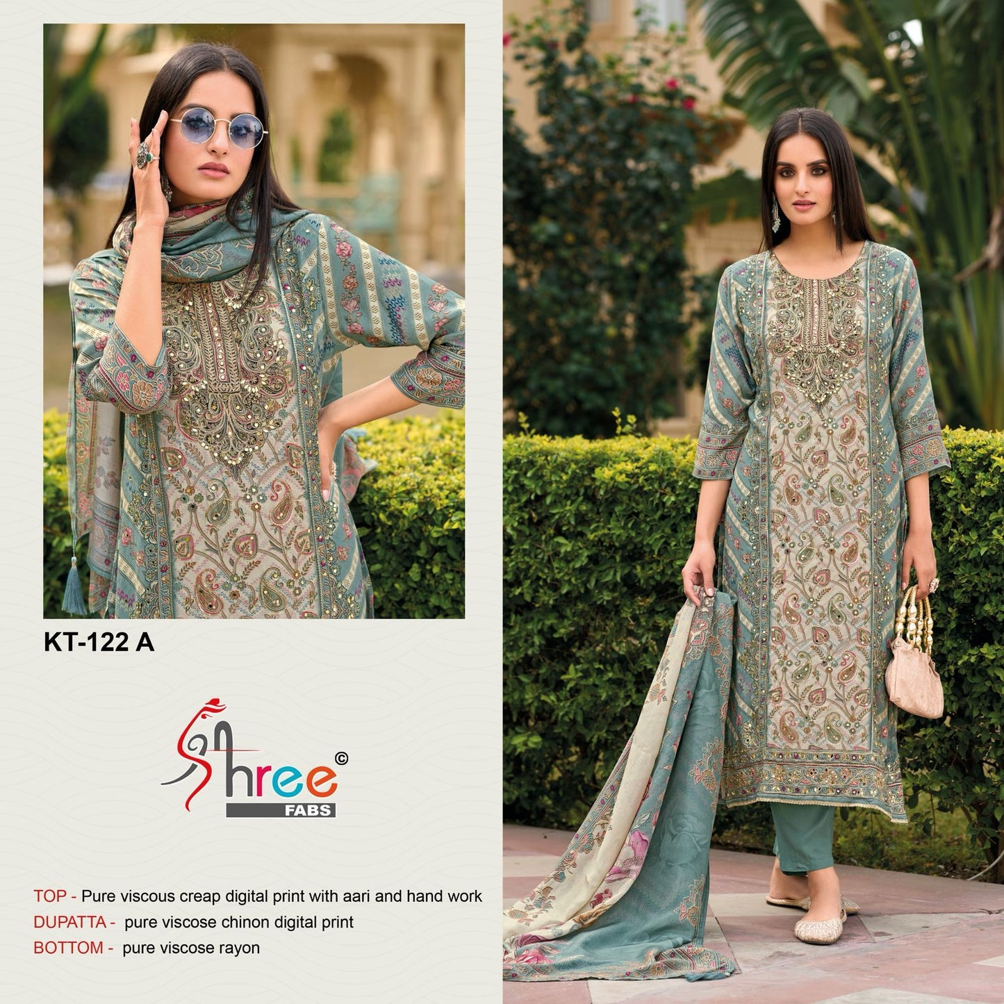 Kt-122A Shree Fabs Pure Viscose Pakistani Salwar Suits