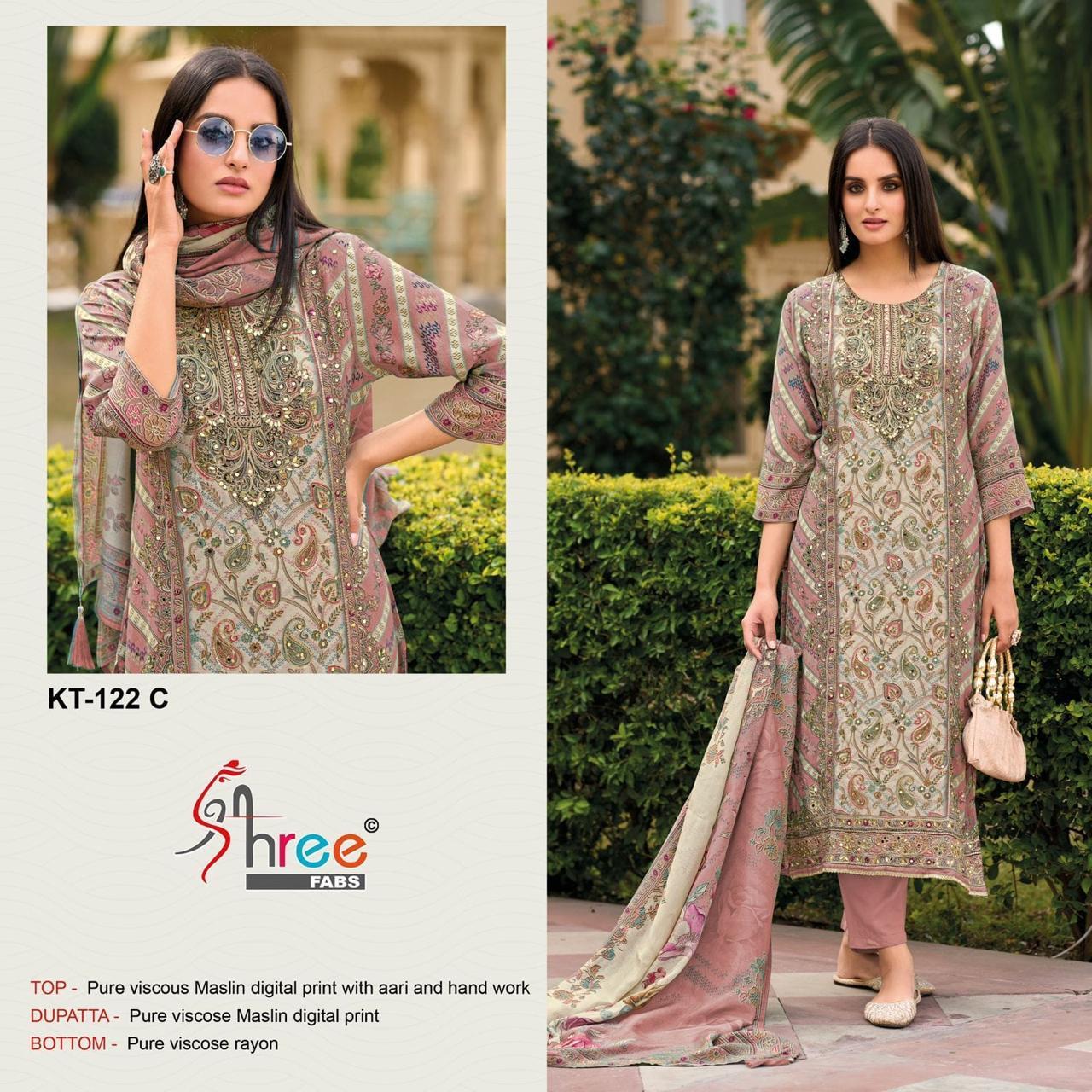 Kt-122 C Shree Fabs Printed Karachi Unstitched Suits