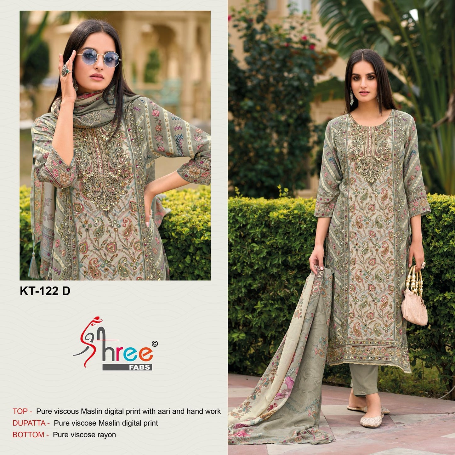 Kt-122 D Shree Fabs Printed Karachi Unstitched Suits