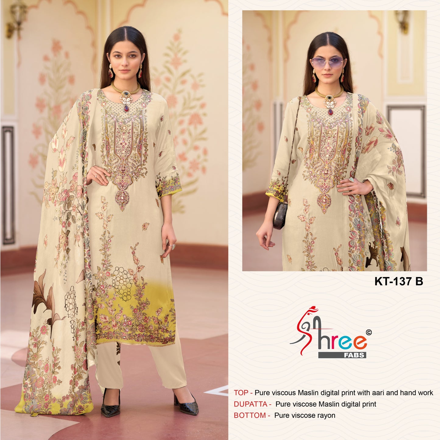 Kt-137 B Shree Fabs Printed Karachi Unstitched Suits