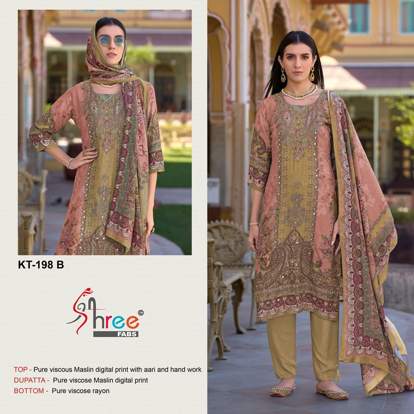 Kt-198 B Shree Fabs Viscose Muslin Pakistani Salwar Suits
