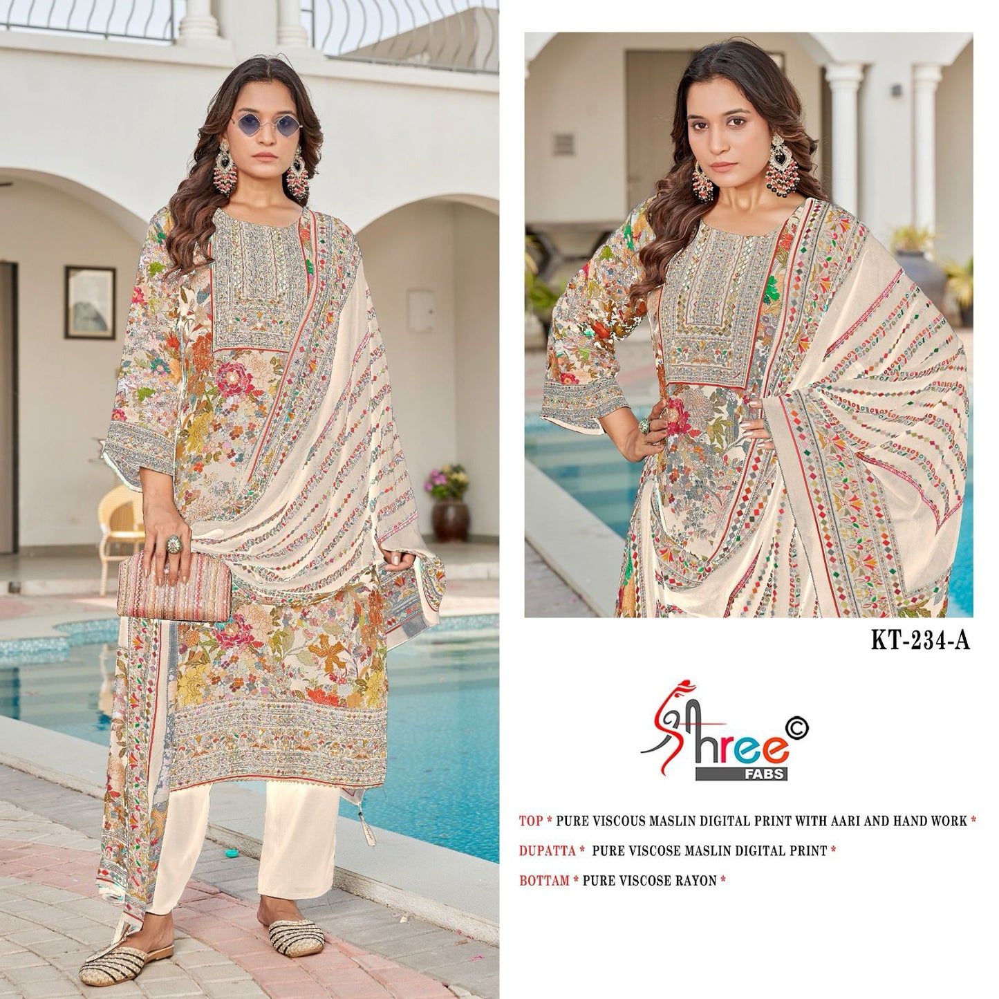 Kt-234 A Shree Fabs Printed Karachi Unstitched Suits
