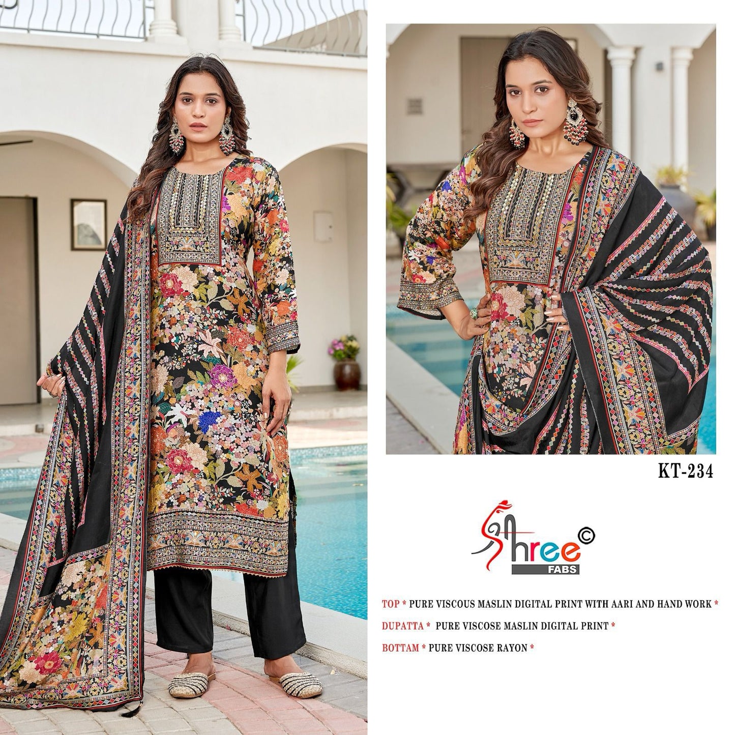 Kt-234 Shree Fabs Printed Karachi Unstitched Suits