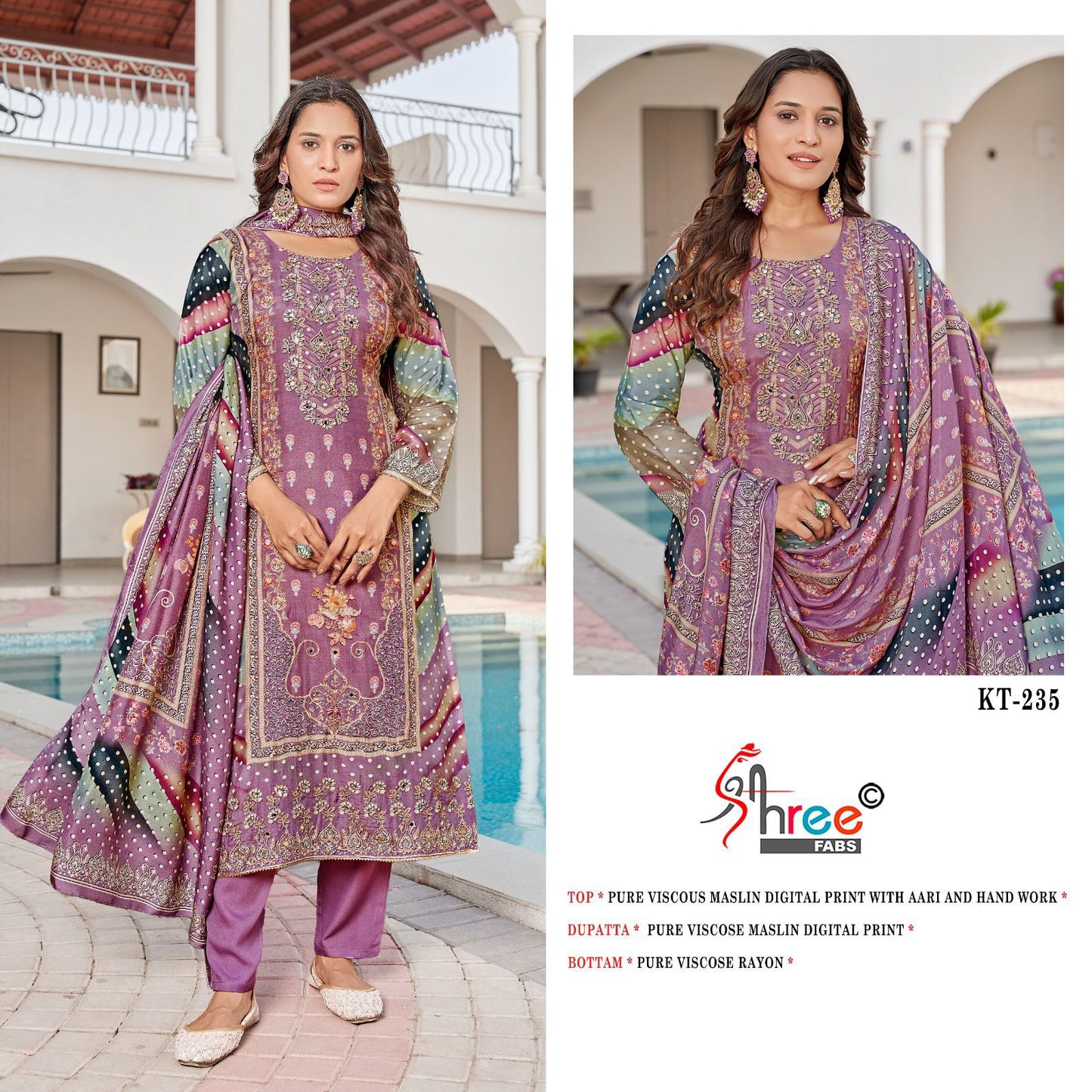Kt-235 Shree Fabs Printed Karachi Unstitched Suits