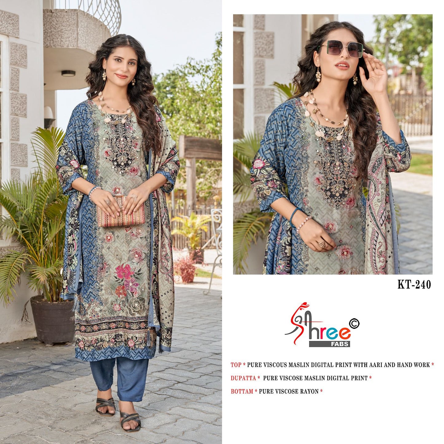 Kt-240 Shree Fabs Pure Viscose Pakistani Salwar Suits