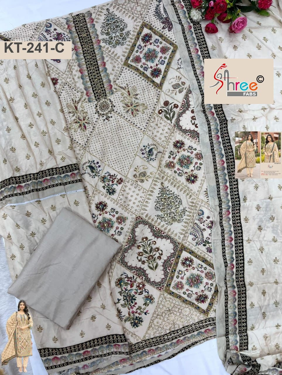 Kt-241-C Shree Fabs Printed Karachi Unstitched Suits
