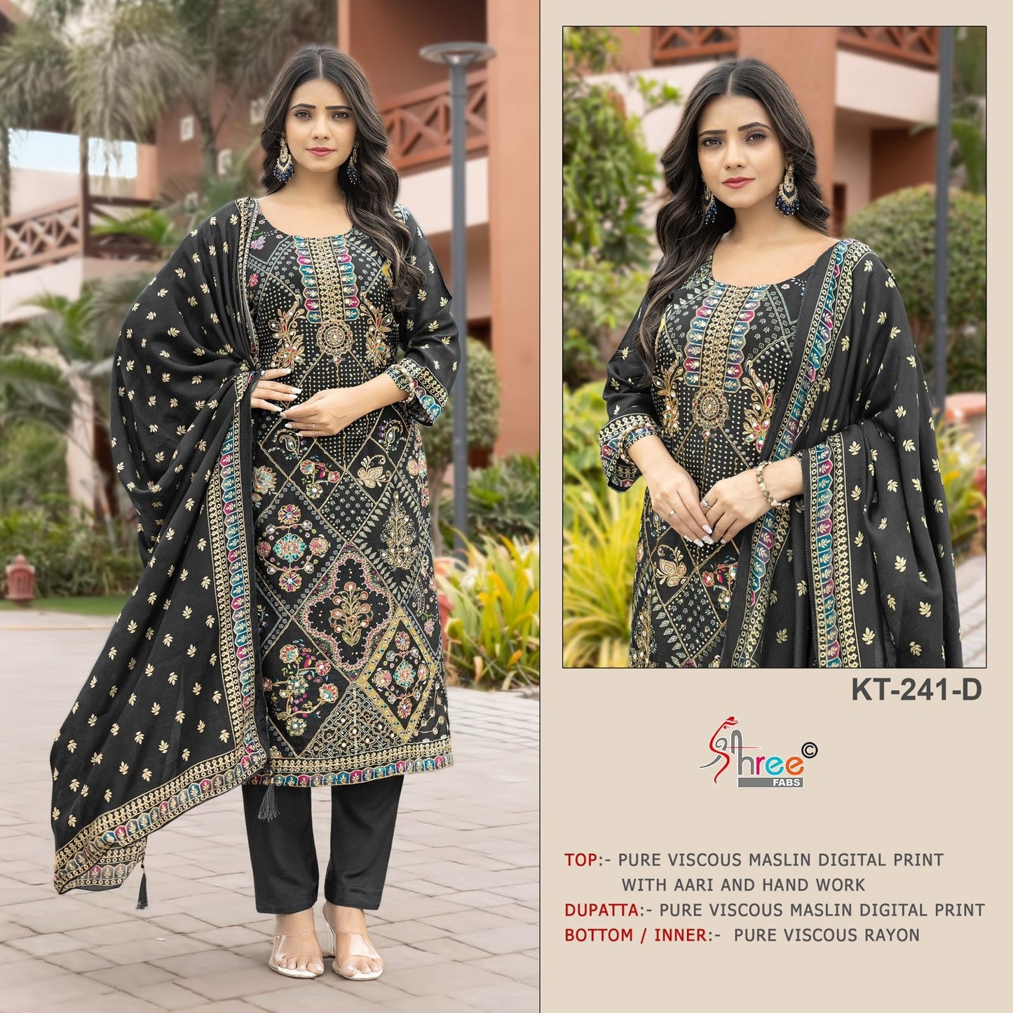 Kt-241-D Shree Fabs Printed Karachi Unstitched Suits