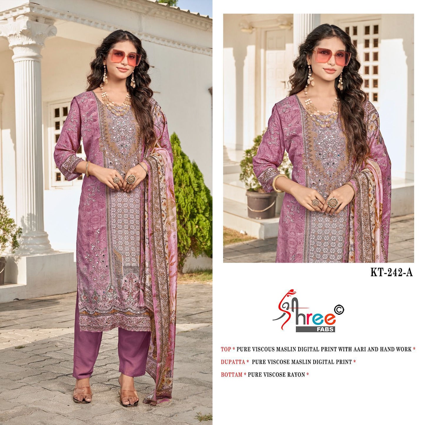 Kt-242 A Shree Fabs Printed Karachi Unstitched Suits