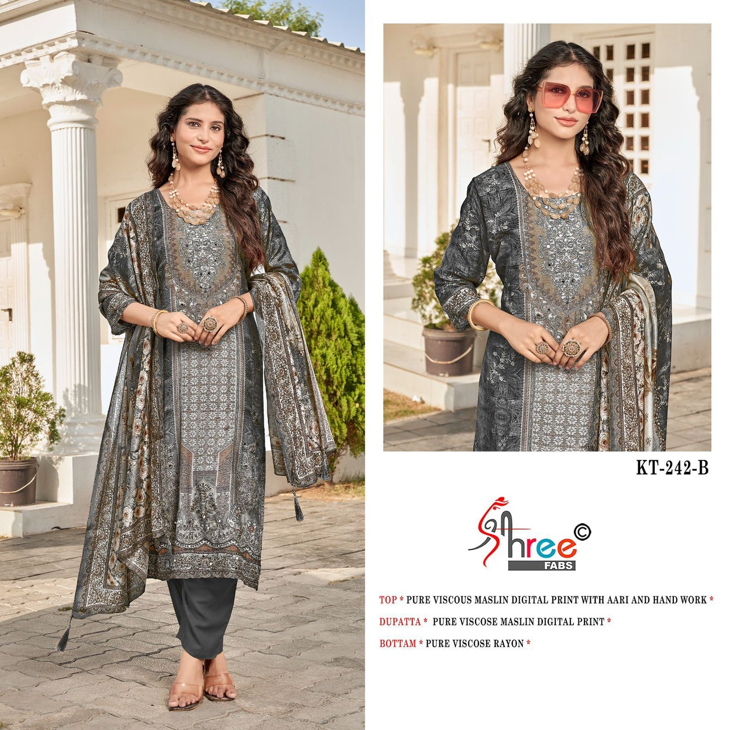 Kt-242 B Shree Fabs Printed Karachi Unstitched Suits