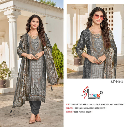 Kt-242 B Shree Fabs Printed Karachi Unstitched Suits