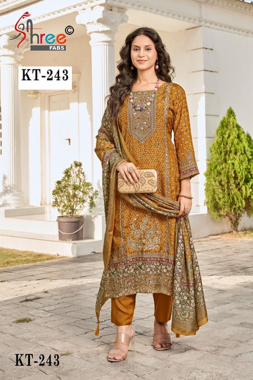 Kt-243 Shree Fabs Pure Viscose Karachi Unstitched Suits