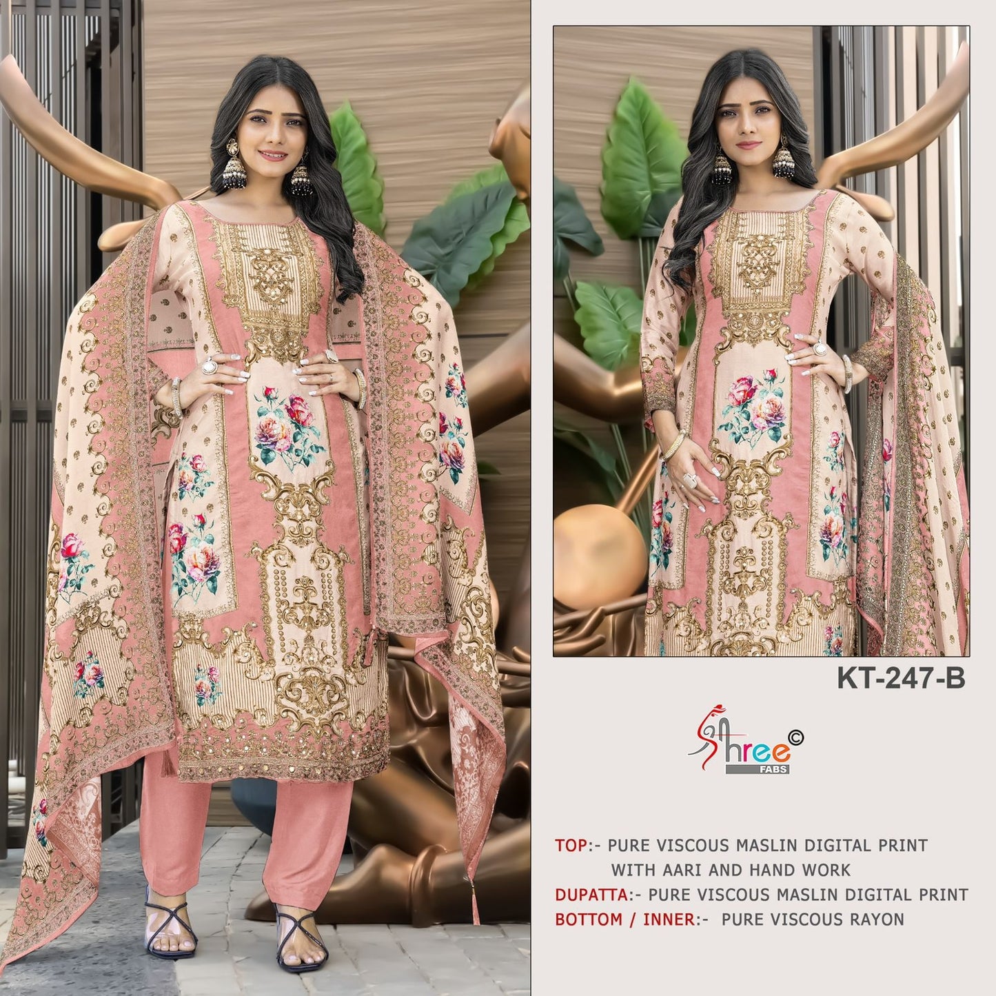 Kt-247-B Shree Fabs Printed Karachi Unstitched Suits