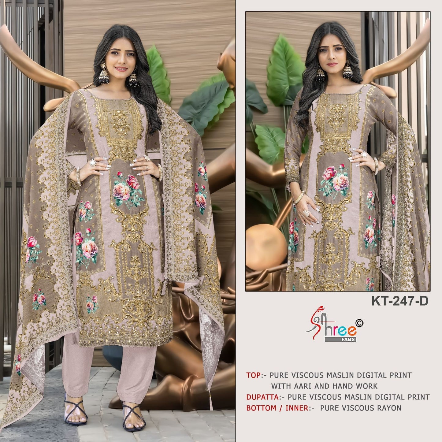 Kt-247-D Shree Fabs Printed Karachi Unstitched Suits