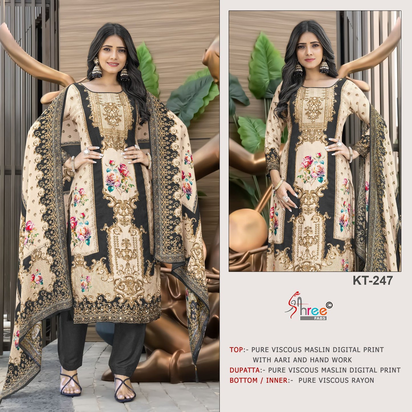 Kt-247 Shree Fabs Printed Karachi Unstitched Suits