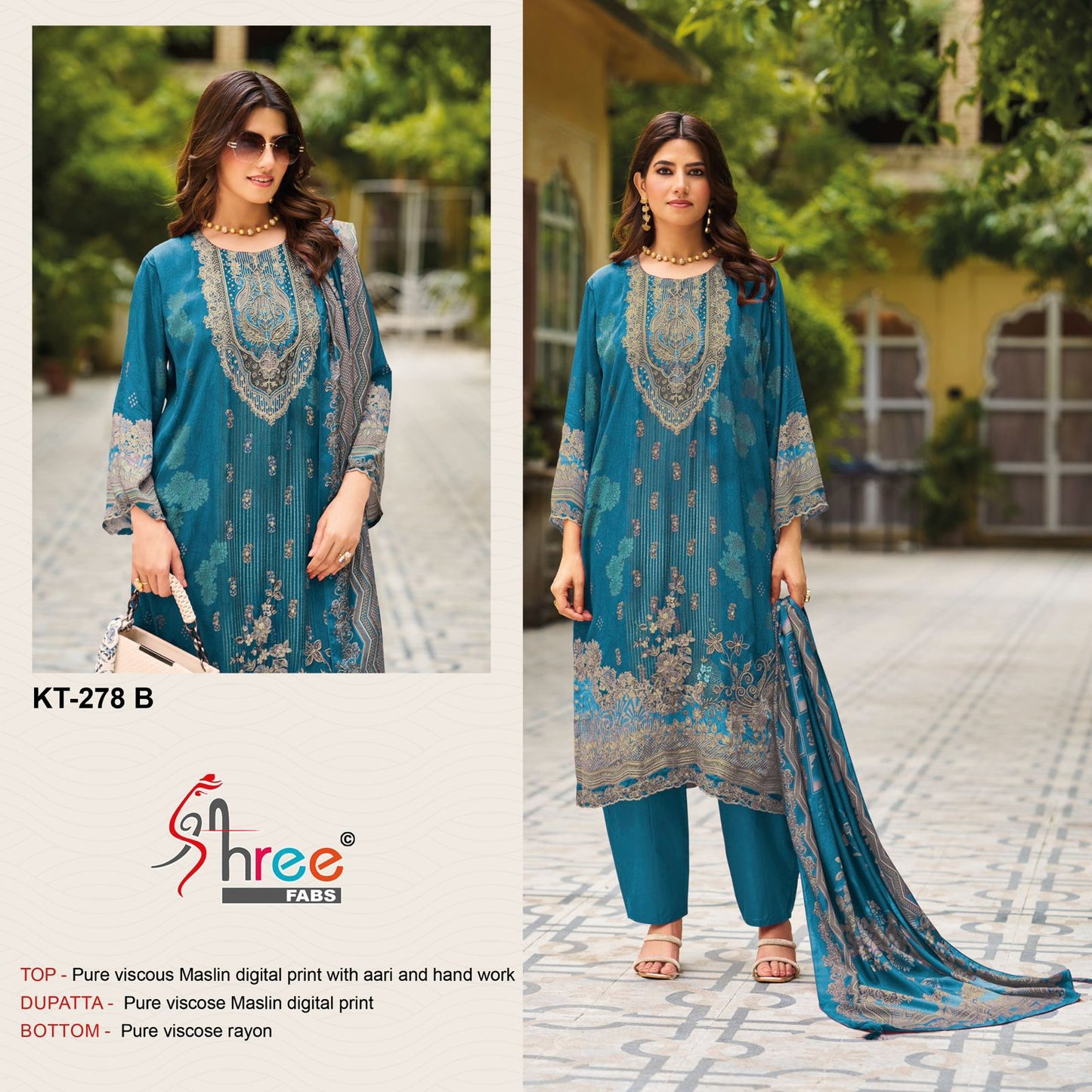 Kt-278 B Shree Fabs Printed Karachi Unstitched Suits