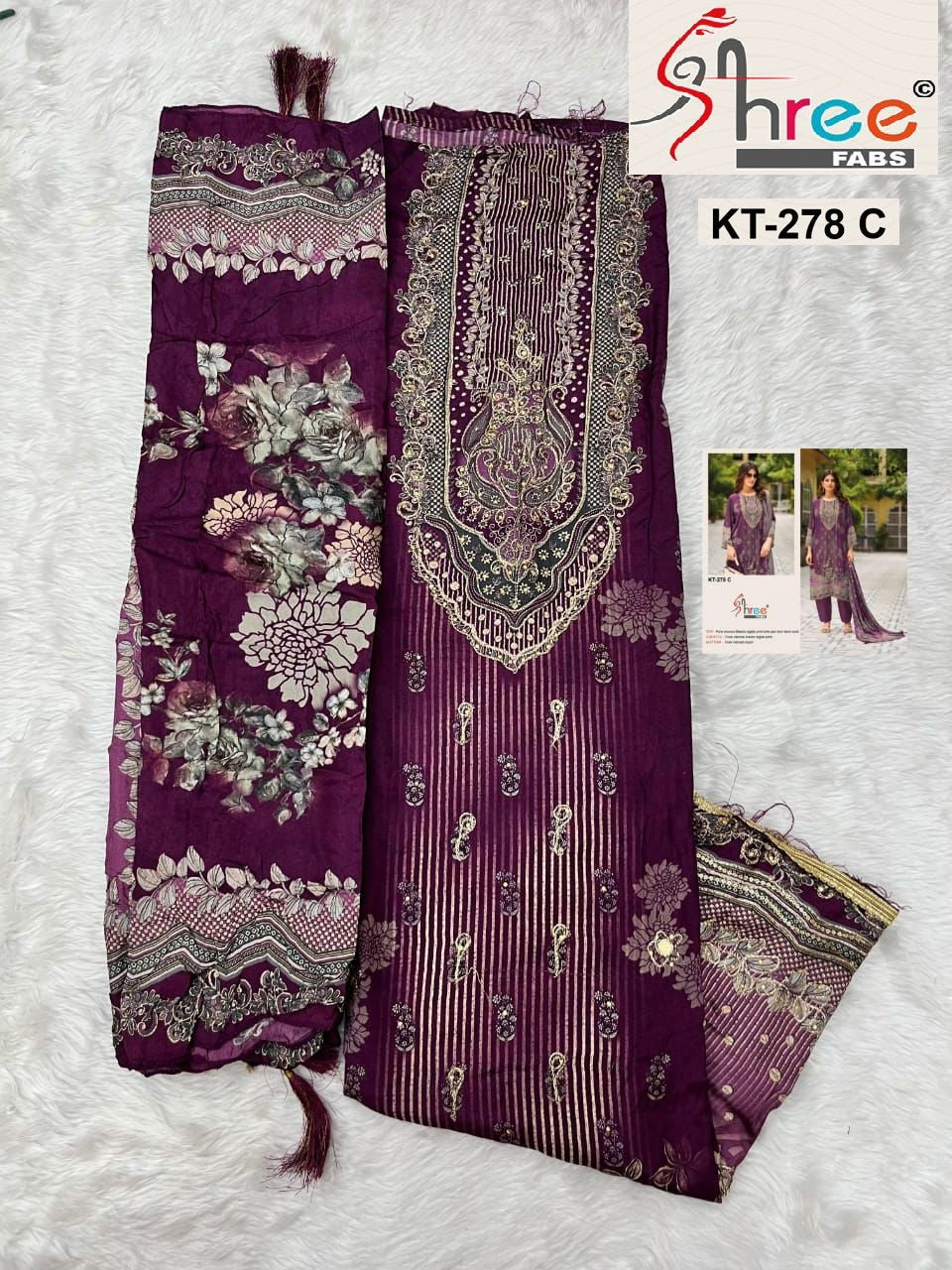 Kt-278 C Shree Fabs Printed Karachi Unstitched Suits