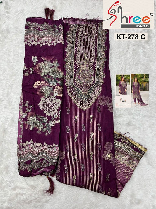 Kt-278 C Shree Fabs Printed Karachi Unstitched Suits