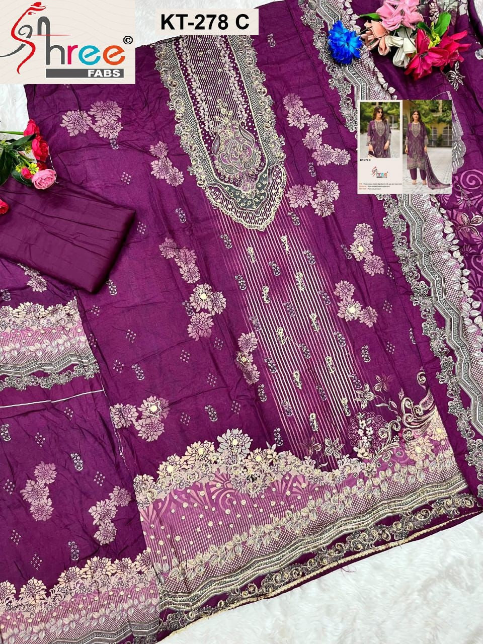 Kt-278 C Shree Fabs Printed Karachi Unstitched Suits