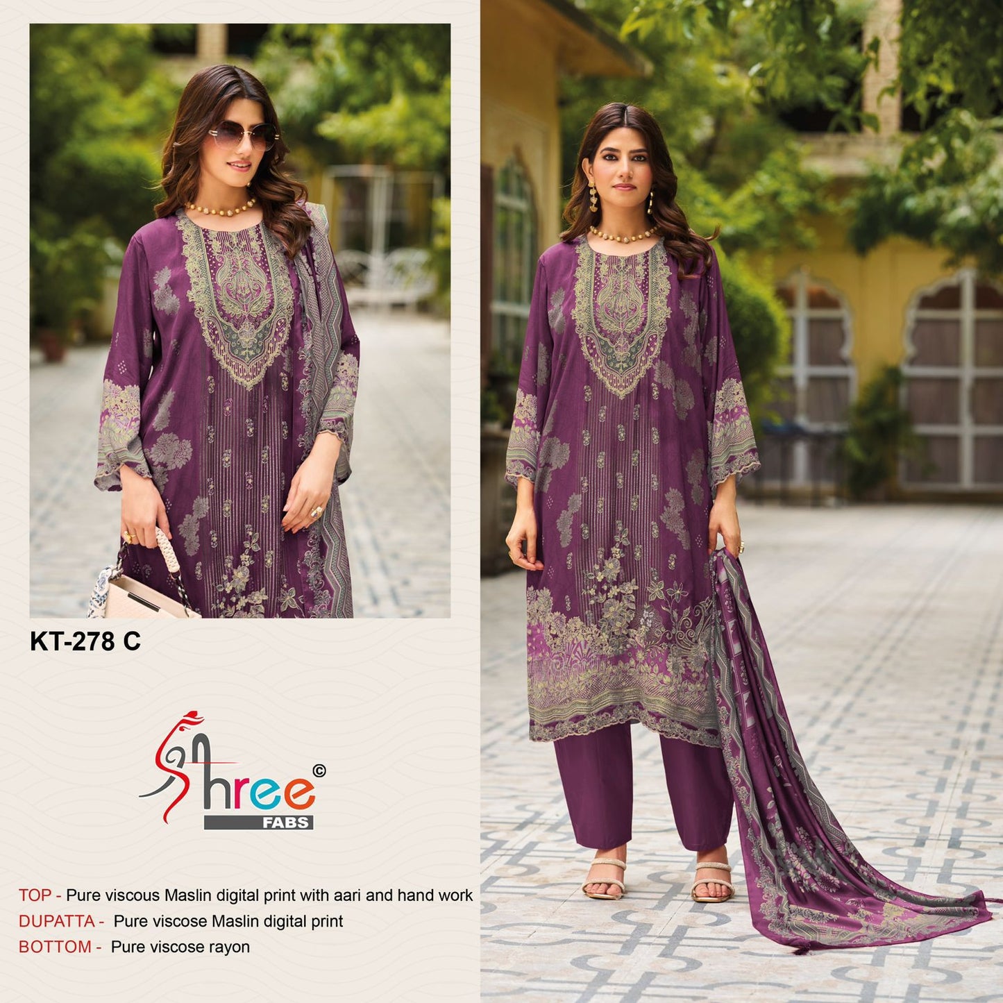 Kt-278 C Shree Fabs Printed Karachi Unstitched Suits