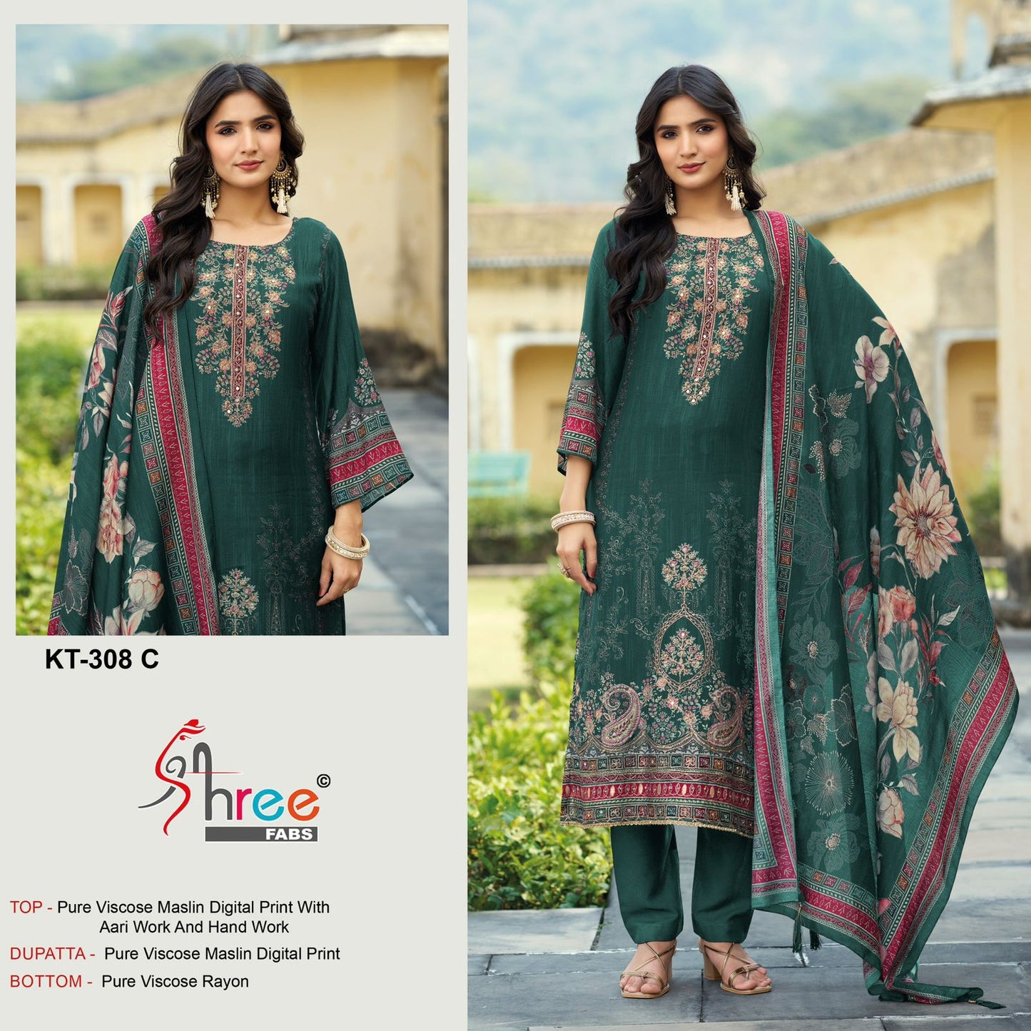 Kt-308-C Shree Fabs Pure Viscose Pakistani Salwar Suits