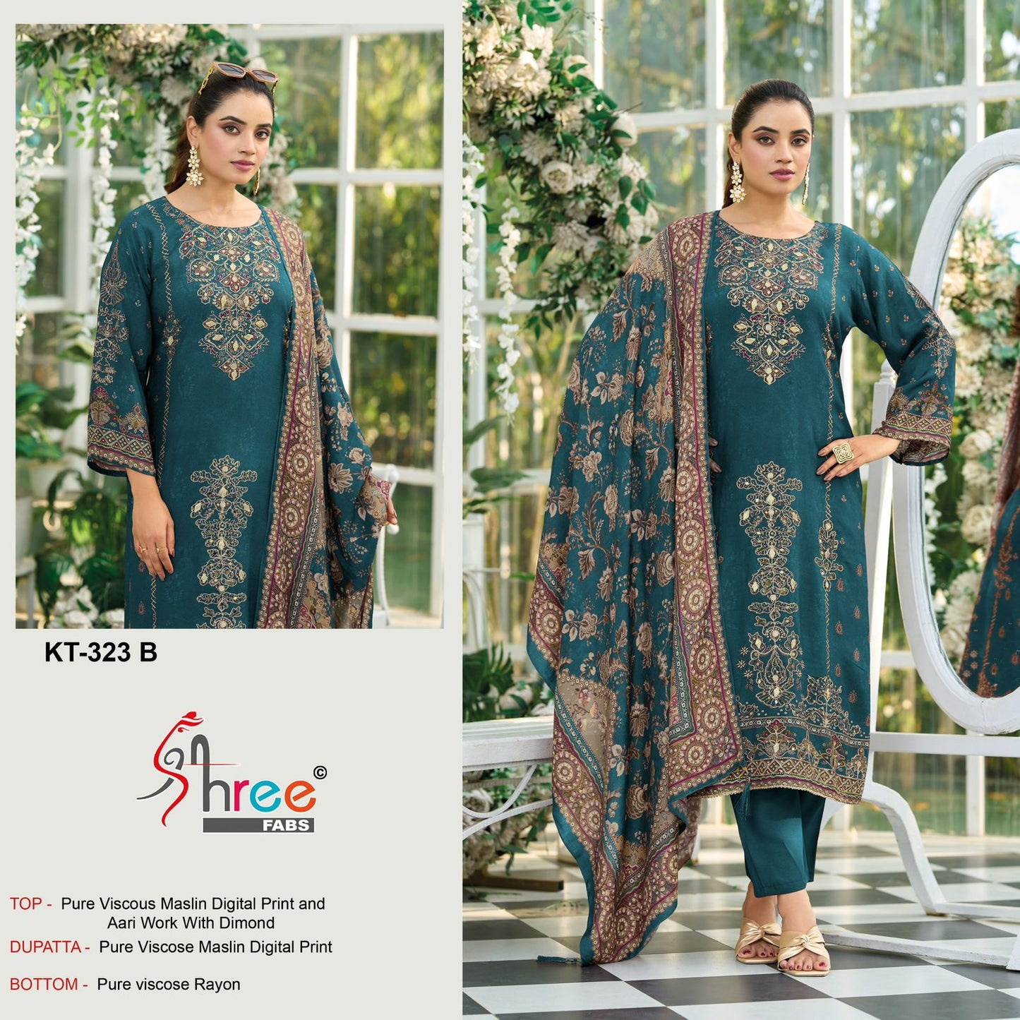Kt-323-B Shree Fabs Pure Viscose Pakistani Salwar Suits