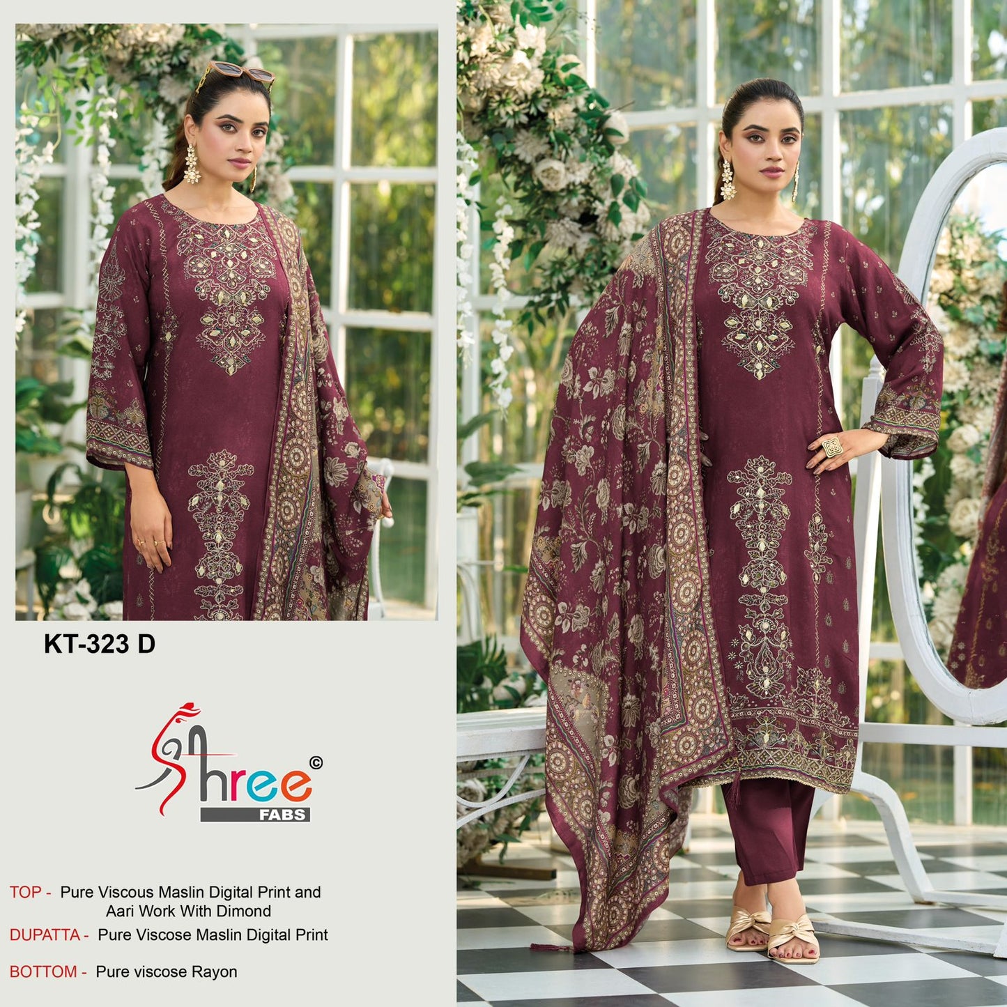 Kt-323-D Shree Fabs Pure Viscose Pakistani Salwar Suits