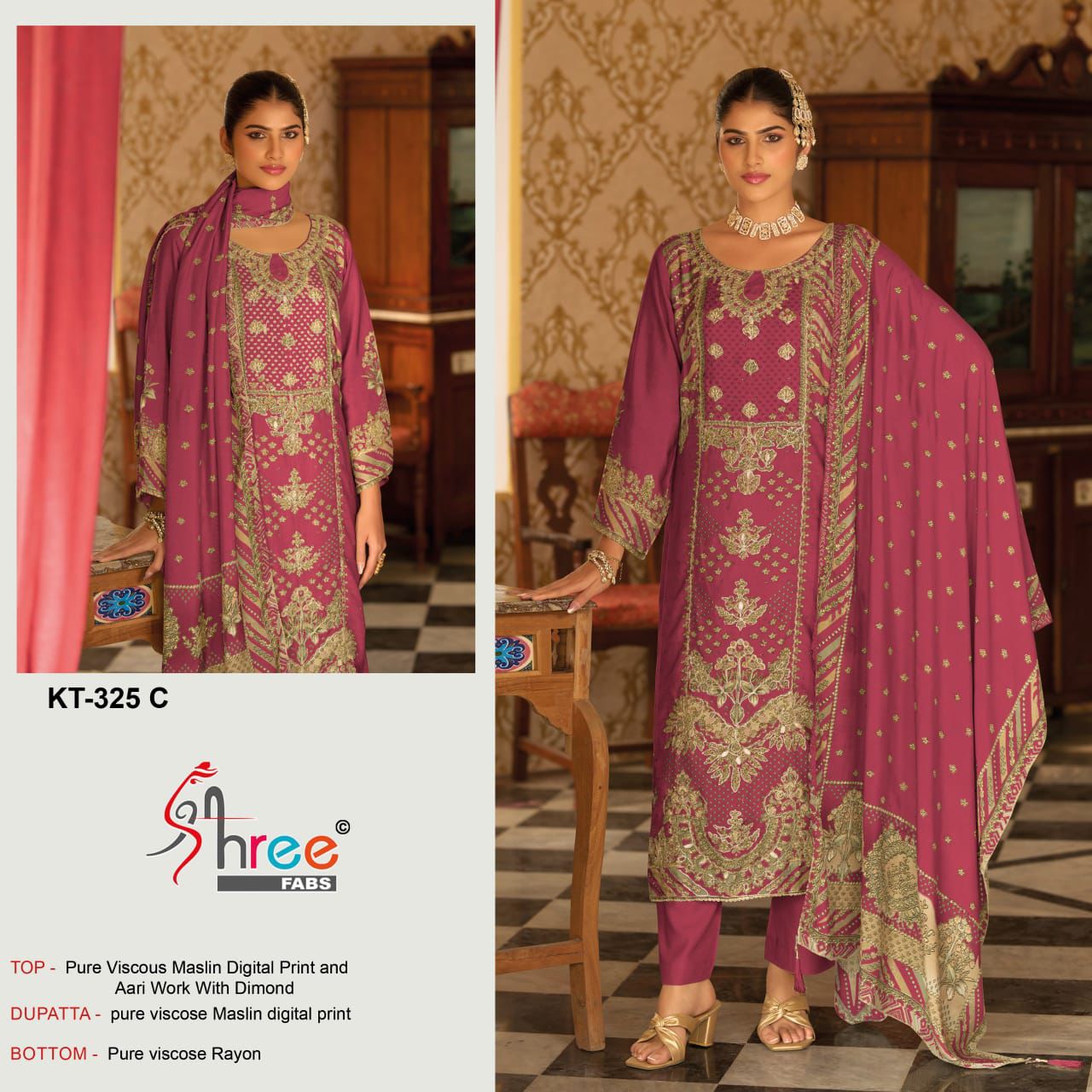 Kt-325-C Shree Fabs Pure Viscose Pakistani Salwar Suits