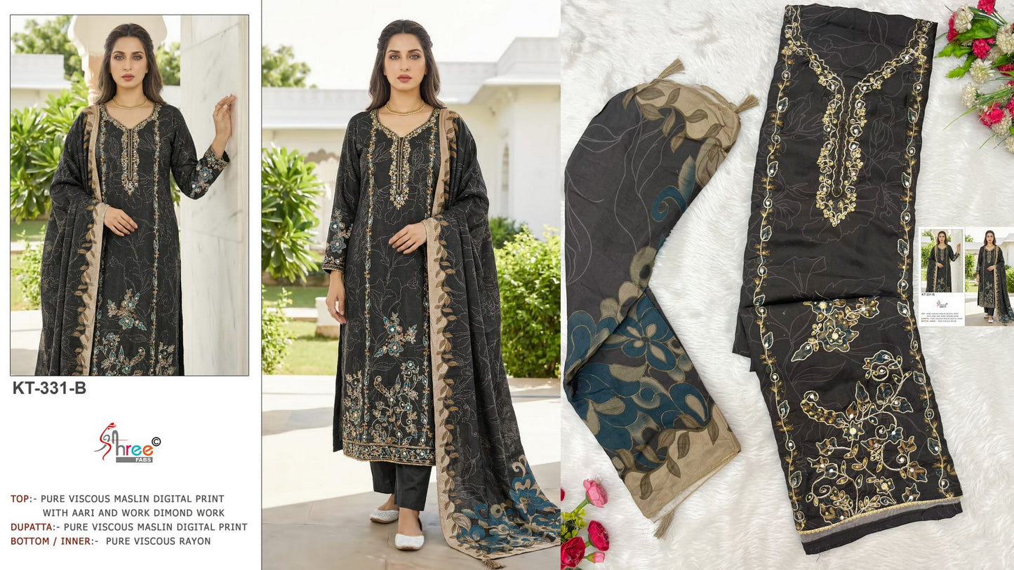 Kt-331-B Shree Fabs Viscose Muslin Pakistani Salwar Suits