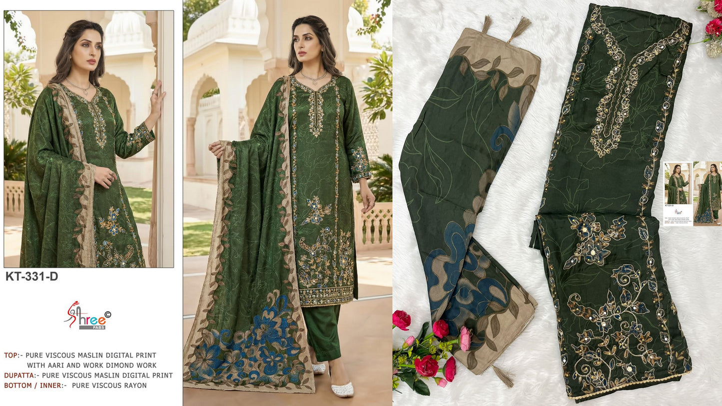 Kt-331-D Shree Fabs Viscose Muslin Pakistani Salwar Suits