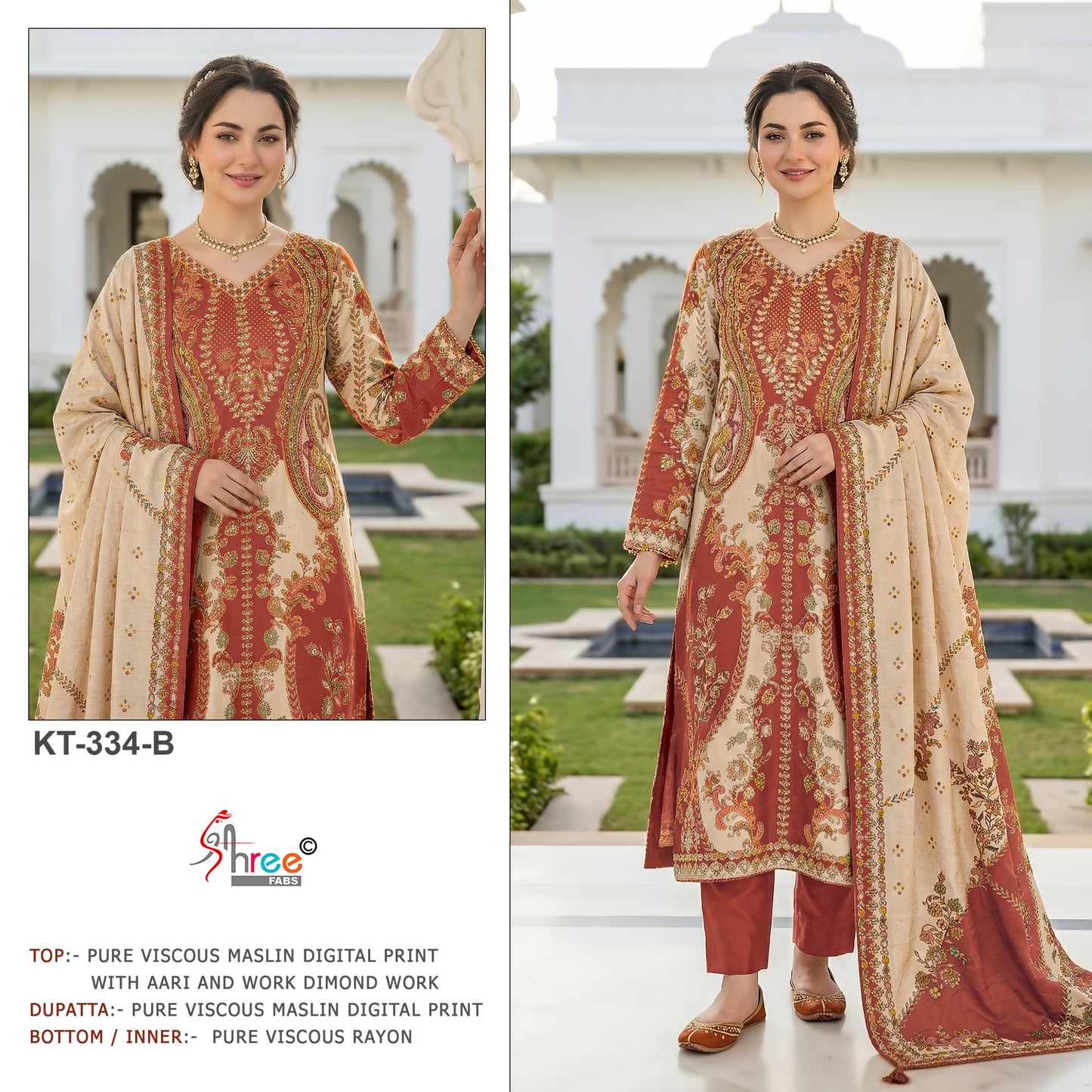 Kt-334-B Shree Fabs Vscose Muslin Pakistani Salwar Suits