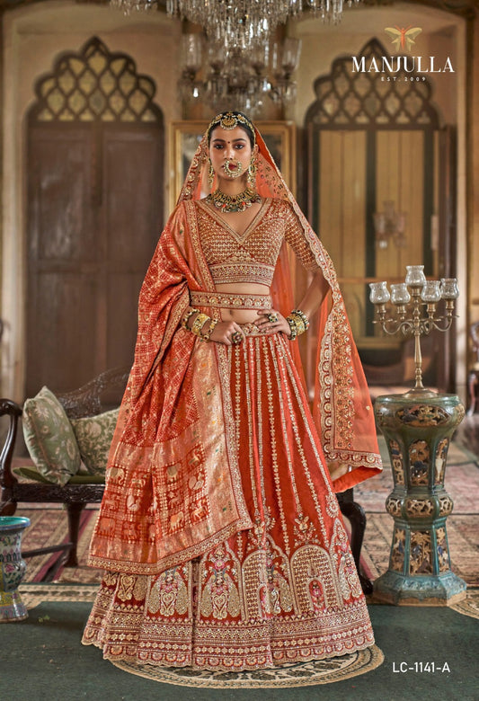 Lc-1141-A Dulhan Vol-1 Manjulla Silk Lehenga Choli