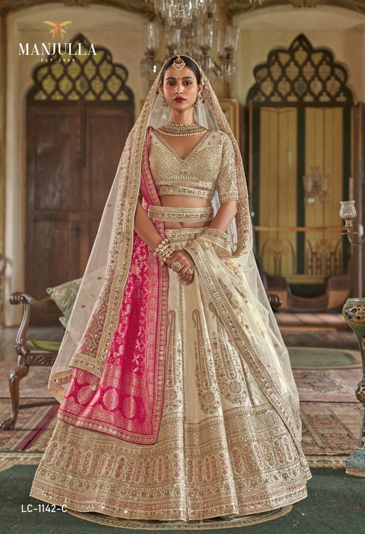 Lc-1142-C Dulhan Vol-1 Manjulla Silk Lehenga Choli